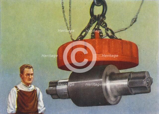 Magnet that lifts 46 tons, 1938. Artist: Unknown.