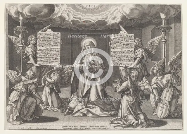 Magnificat: The Virgin Surrounded by Music-Making Angels, 1585. Creator: Johann Sadeler I.