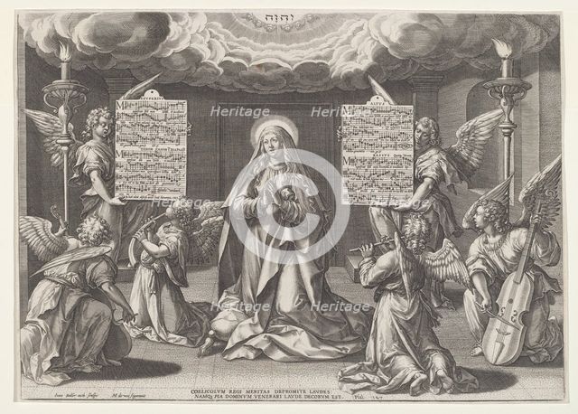 Magnificat: The Virgin Surrounded by Music-Making Angels, 1585. Creator: Johann Sadeler I.