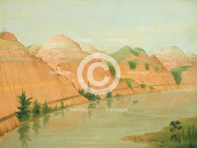 Magnificent Clay Bluffs, 1800 Miles above St. Louis, 1832. Creator: George Catlin.