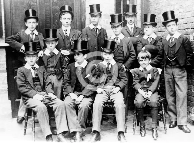 Magnus Grammar School boarders in their best uniforms, Newark on Trent, Nottinghamshire, c1895. Creator: Unknown.
