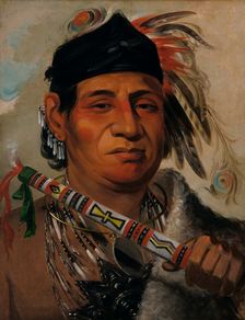 Mah-kée-mee-teuv, Grizzly Bear, Chief of the Tribe, 1831. Creator: George Catlin
