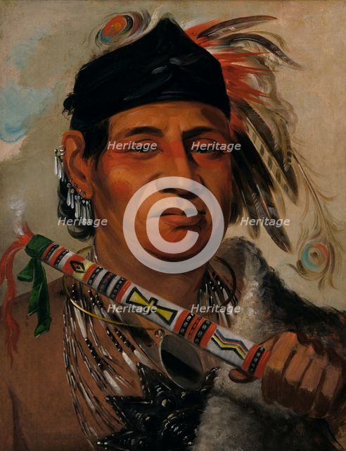 Mah-kée-mee-teuv, Grizzly Bear, Chief of the Tribe, 1831. Creator: George Catlin.