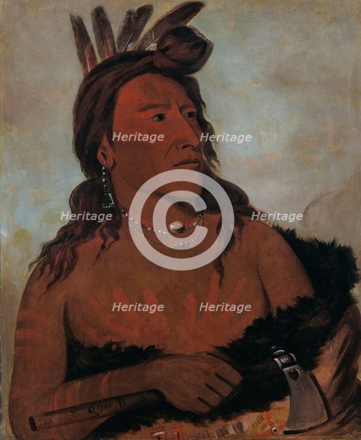 Mah-tó-che-ga, Little Bear, a Hunkpapa Brave, 1832. Creator: George Catlin.