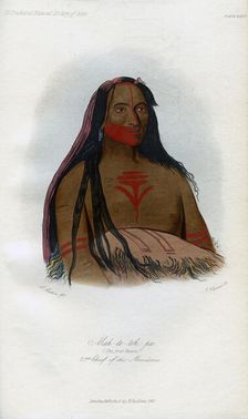 Mah-to-toh-pa, (The Four Bears), 2nd Chief of the Mandans 1848.Artist: Harris