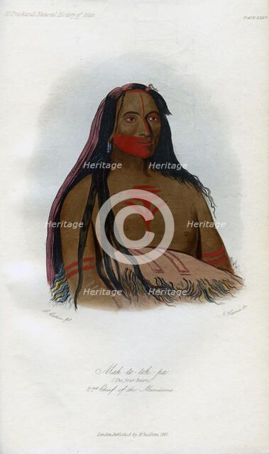 'Mah-to-toh-pa, (The Four Bears), 2nd Chief of the Mandans', 1848.Artist: Harris