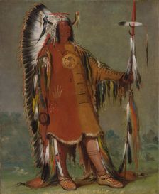 Máh-to-tóh-pa, Four Bears, Second Chief, in Full Dress, 1832. Creator: George Catlin