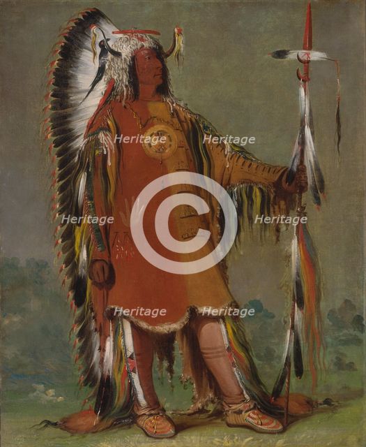 Máh-to-tóh-pa, Four Bears, Second Chief, in Full Dress, 1832. Creator: George Catlin.