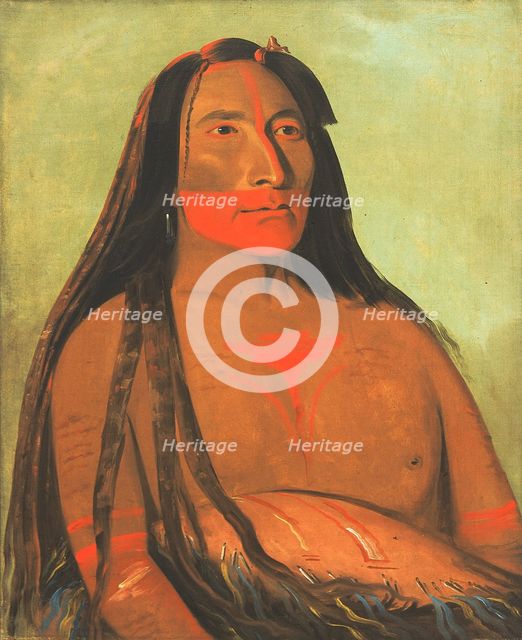 Máh-to-tóh-pa, Four Bears, Second Chief in Mourning, 1832. Creator: George Catlin.