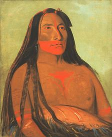 Máh-to-tóh-pa, Four Bears, Second Chief in Mourning, 1832. Creator: George Catlin