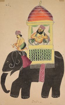 Mahant of Tarakeshwar Rides on an Elephant, 1800s. Creator: Unknown