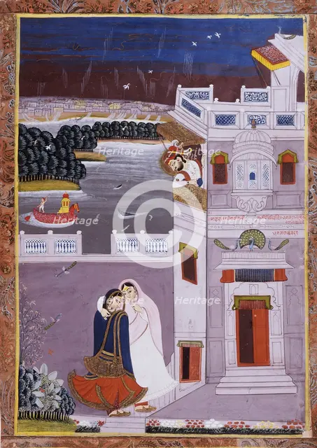 Maharaja Ajit Singh (reigned 1676-1725) and Dancer, 1814. Creator: Unknown.