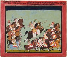 Maharaja Balwant Singh of Ratlam in procession with his relatives and courtiers, 1825. Creator: Kushala (Indian, active c. 1825)