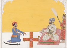 Maharaja Sovan Singh playing pachisi, ca. 1868. Creator: Ambav
