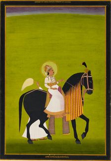 Maharaja Sawai Pratap Singh riding, 1782-1785. Artist: Ramji Das