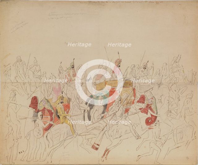 Maharaja Sher Singh of Punjab and His Court, 1846. Artist: Saltykov, Alexei Dmitriyevich (1806-1859)