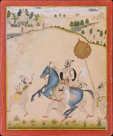 Maharana Amar Singh II Riding a Jodhpur Horse, ca. 1700-1710. Creator: Stipple Master