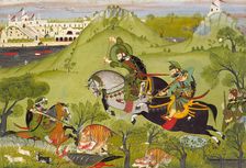 Maharana Ari Singh of Udaipur (r. 1761-73) and His Entourage at the Hunt, c1770. Creator: Unknown