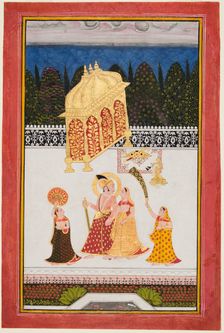 Maharana Ari Singh (c. 1761-73) and his consort on a terrace, c. 1761. Creator: Unknown