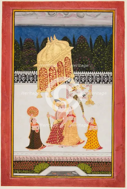 Maharana Ari Singh (c. 1761-73) and his consort on a terrace, c. 1761. Creator: Unknown.