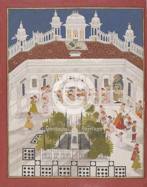Maharana Ari Singh worshipping in his palace, 1765. Artist: Anonymous  