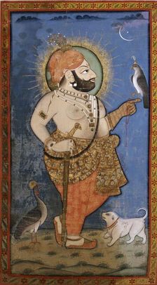 Maharana Bhim Singh with a hawk, 1805-1810