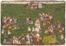 Maharana Sangram Singh Hunting Wild Boar, ca. 1725. Creator: Unknown