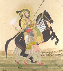 Maharana Sangram Singh Riding a Prize Stallion, ca. 1712. Creator: Stipple Master (Indian, active ca. 1690-1715)