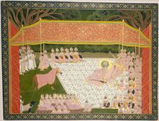 Maharana Sarup Singh Inspects a Prize Stallion, 1845-46. Creator: Tara