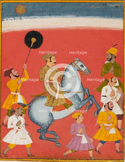 Maharana Raj Singh riding, c1670. Artist: Unknown.