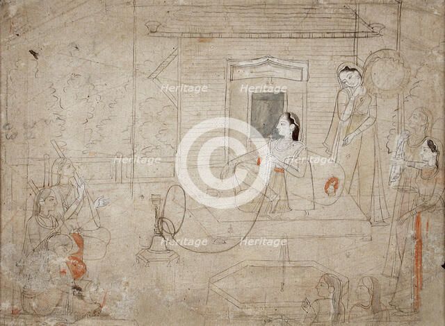 Maharani Mandial of Guler at Leisure, between c1760 and c1770. Creator: Unknown.