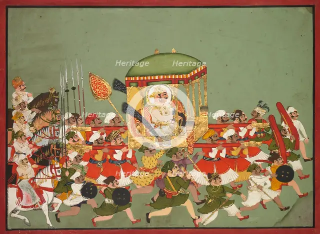 Maharao Chattar Sal (reigned 1758-64) of Kota in a Palanquin, c. 1760. Creator: Unknown.