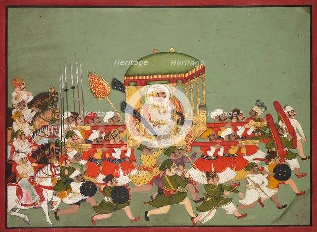 Maharao Chattar Sal (reigned 1758-64) of Kota in a Palanquin, c. 1760. Creator: Unknown.