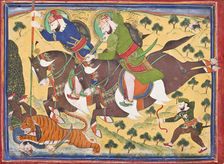 Maharao Ram Singh II of Kota (reigned 1827-1866) - Hunting with Maharao Ram Singh of Bundi, c1880. Creator: Unknown