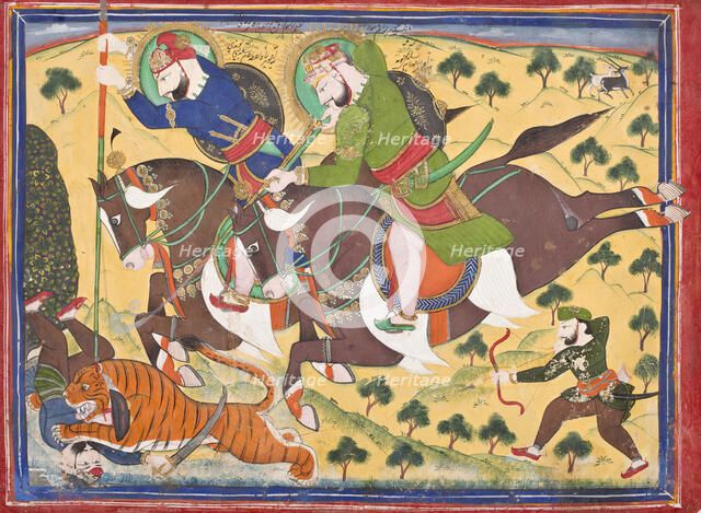 Maharao Ram Singh II of Kota (reigned 1827-1866) - Hunting with Maharao Ram Singh of Bundi, c1880. Creator: Unknown.