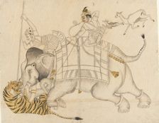 Maharao Shatru Sal II (1866-89) Hunting a Tiger, ca. 1866-89. Creator: Unknown