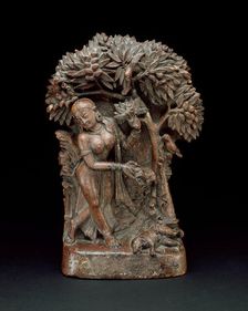 Mahasiddha Manibhadra Under a Mango Tree with an Evicerated Dog, 13th/14th century. Creator: Unknown