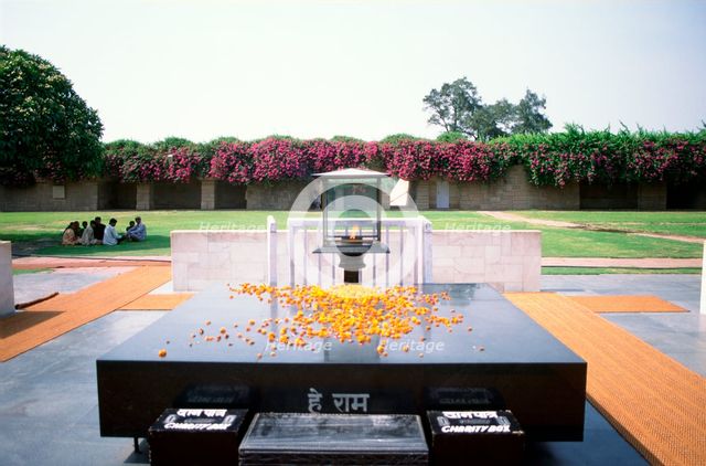 Mahatma Gandhi Memorial, Delhi, with its everlasting flame, 20th century. Artist: Anon