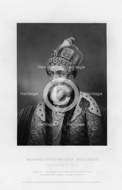 'Mahomed Suraj-Oo-Deen Shah Gazee, Titular King Of Delhi', 19th century. Artist: Unknown