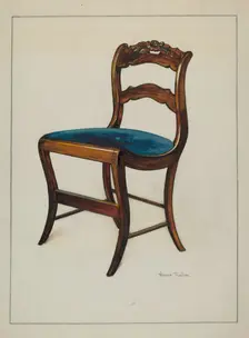 Mahogany Chair with Card Rose Design on UpperWrung, c. 1937. Creator: Florence Truelson