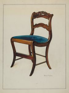 Mahogany Chair with Card Rose Design on UpperWrung, c. 1937. Creator: Florence Truelson