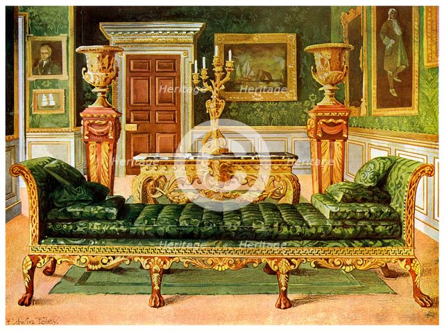 Mahogany and gilt Georgian suite, Longford Castle, Wiltshire, 1911-1912.Artist: Edwin Foley