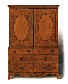 Mahogany and Satinwood Clothes Press, 1908. Creator: Shirley Slocombe