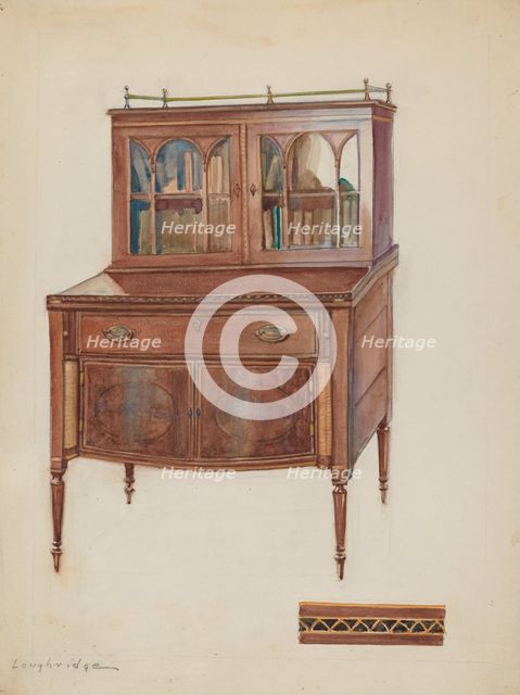 Mahogany Desk with Bookcase Top, 1936. Creator: George Loughridge.