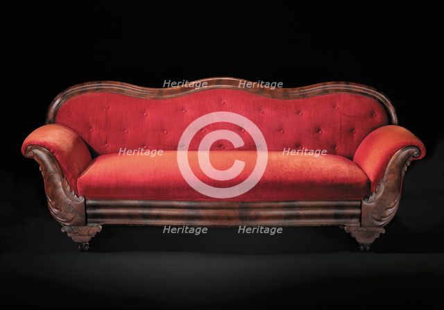 Mahogany sofa from the home of Robert Smalls, 1850s. Creator: Unknown.