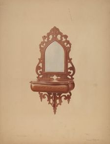 Mahogany Shaving Mirror, c. 1939. Creator: Parker Cushman
