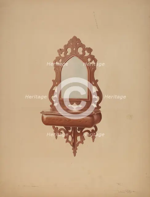 Mahogany Shaving Mirror, c. 1939. Creator: Parker Cushman.