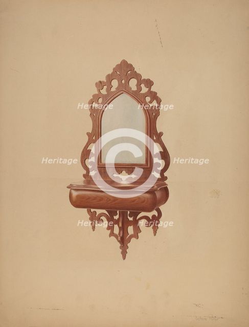 Mahogany Shaving Mirror, c. 1939. Creator: Parker Cushman.