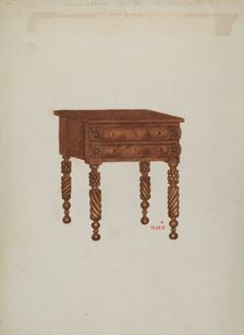 Mahogany Stand with Two Drawers, 1935/1942. Creator: Margaret Stottlemeyer