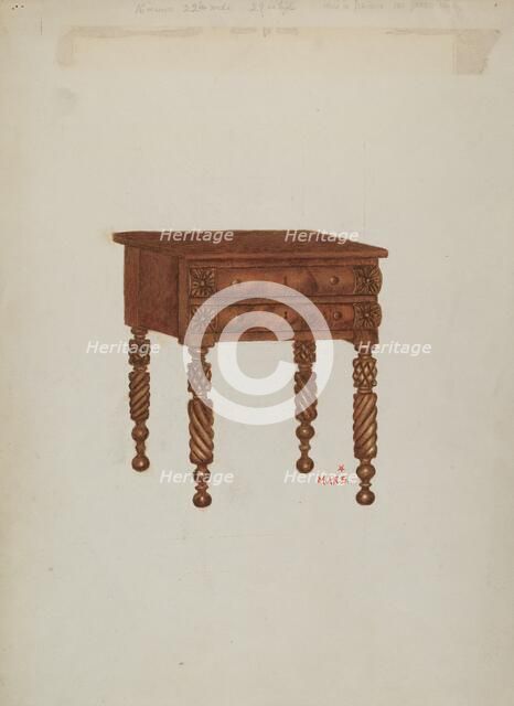 Mahogany Stand with Two Drawers, 1935/1942. Creator: Margaret Stottlemeyer.